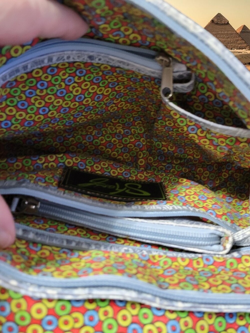 SHARIF! NWOT! Blue Multi-Python & Croc Embossed Leather Shoulder Bag/ Wristlet - Picture 9 of 13